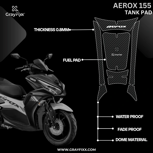 Carbon Black Edition Tank Pad for Aerox 155 | Premium 3D Tank Pad, Pack of 1